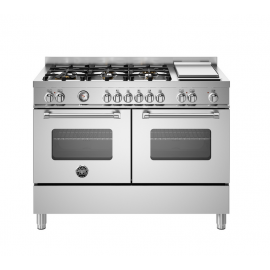 BERTAZZONI MAS126G2EXT Κουζίνα Ηλεκτική με Εστίες Αερίου και grill Teppanyaki 120cm Inox